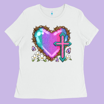Easter Cross Heart La Ladies Tee Designed By Lillyallendesigns
