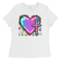 White easter cross heart la Ladies Tee - LillyAllenDesigns