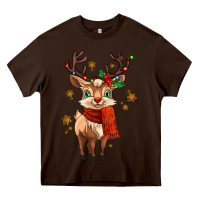 Chocolate Brown reindeer in christmas Heavy Core Tee - MaliasSmallBusiness