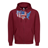 Burgundy America map Zipper Hoodie - CowhideDigitalArt
