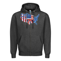 Charcoal Heather America map Zipper Hoodie - CowhideDigitalArt