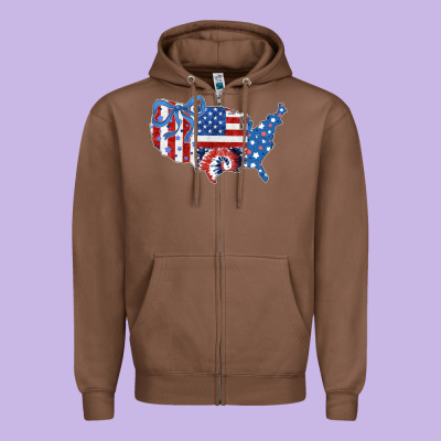 America Map Zipper Hoodie Designed By Cowhidedigitalart