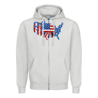 Dove Grey America map Zipper Hoodie - CowhideDigitalArt