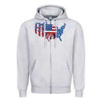 Heather Grey America map Zipper Hoodie - CowhideDigitalArt
