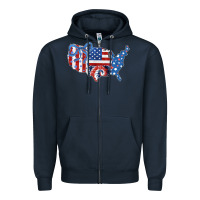 Navy America map Zipper Hoodie - CowhideDigitalArt