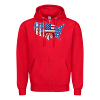 Red America map Zipper Hoodie - CowhideDigitalArt