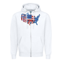 White America map Zipper Hoodie - CowhideDigitalArt