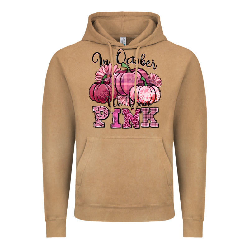 In October We Wear Pink Pumpkin Vintage Hoodie by texasbilliewilder | Teevron