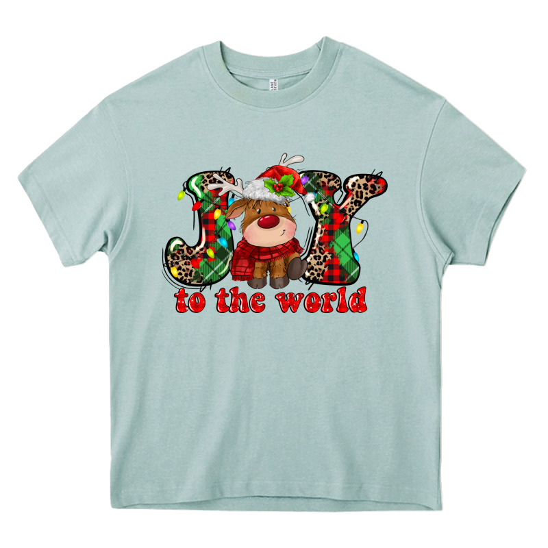 Joy To The World Christmas Deer Heavy Core Tee by MaliasSmallBusiness | Teevron