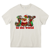 Cream joy to the world christmas deer Heavy Core Tee - MaliasSmallBusiness