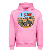 Fuchsia Pink i can dig it armadillo Urban Hoodie - BarkalooDesign