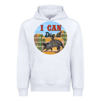 White i can dig it armadillo Urban Hoodie - BarkalooDesign