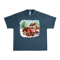 Midnight Navy Christmas gnomes with red truck Urban Heavy Tee - NancyCooperArtShop