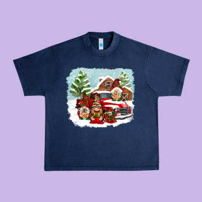 Christmas Gnomes With Red Truck Urban Heavy Tee Designed By Nancycooperartshop