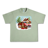 Oil Green Christmas gnomes with red truck Urban Heavy Tee - NancyCooperArtShop