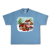 Pebble Blue Christmas gnomes with red truck Urban Heavy Tee - NancyCooperArtShop