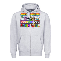 Heather Grey gay pride loading please wait Zipper Hoodie - LillyAllenDesigns