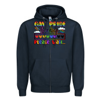 Navy gay pride loading please wait Zipper Hoodie - LillyAllenDesigns