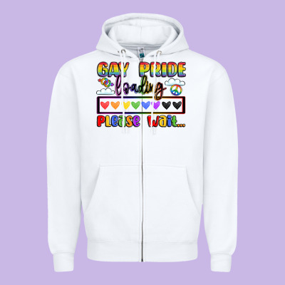 Gay Pride Loading Please Wait Zipper Hoodie Designed By Lillyallendesigns