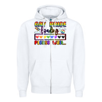 White gay pride loading please wait Zipper Hoodie - LillyAllenDesigns