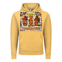 Vintage Mustard Happy Thanksgiving gnomes Vintage Hoodie - NancyCooperArtShop