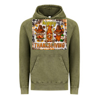 Vintage Olive Happy Thanksgiving gnomes Vintage Hoodie - NancyCooperArtShop
