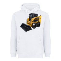 White Skid Steer Loader Heavyweight Hoodie - LillyAllenDesigns