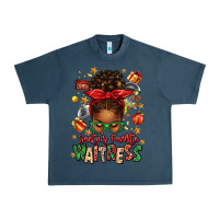 Midnight Navy santa's favorite waitress messy bun Urban Heavy Tee - texasbilliewilder