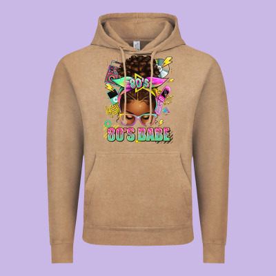 80's Babe Afro Messy Bun Vintage Hoodie Designed By Texasbilliewilder