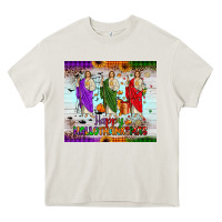 Cream san judas happy  hallothanksmas Heavy Core Tee - JahusDesignShop