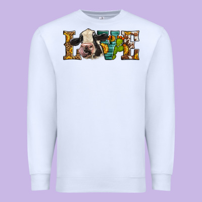 Western Love Holstein Cow Premium Sweatshirt Designed By Lillyallendesigns
