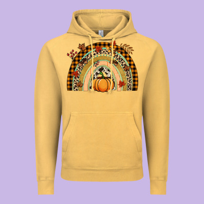 Fall Rainbow Pumpkin Vintage Hoodie Designed By Nancycooperartshop