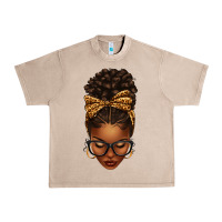 French Oak afro messy bun leopard bow Urban Heavy Tee - texasbilliewilder
