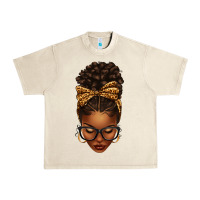 Sandshell afro messy bun leopard bow Urban Heavy Tee - texasbilliewilder