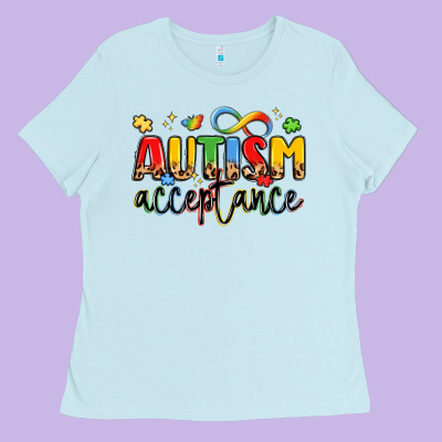 Autism Acceptance Ladies Tee Designed By Lillyallendesigns