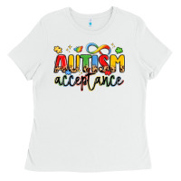 White autism acceptance Ladies Tee - LillyAllenDesigns