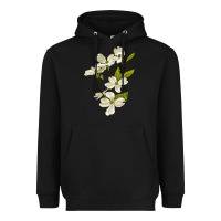 Black American Dogwood Flower Illustrations Heavyweight Hoodie - LillyAllenDesigns