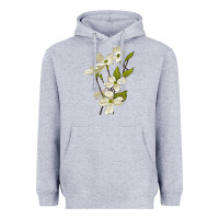 Heather Grey American Dogwood Flower Illustrations Heavyweight Hoodie - LillyAllenDesigns