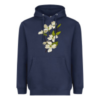 Navy American Dogwood Flower Illustrations Heavyweight Hoodie - LillyAllenDesigns