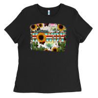 Black Howdy Serape And Sunflower Ladies Tee - RanaPortraitStore
