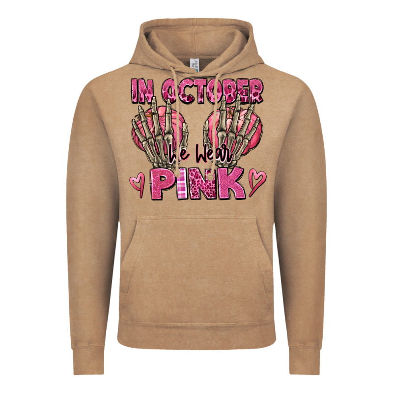 In October We Wear Pink Skeleton Vintage Hoodie by texasbilliewilder | Teevron