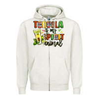 Oatmeal Heather tequila is my spirit animal Zipper Hoodie - LillyAllenDesigns