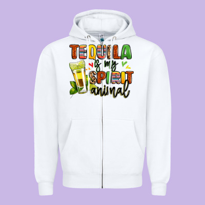 Tequila Is My Spirit Animal Zipper Hoodie Designed By Lillyallendesigns
