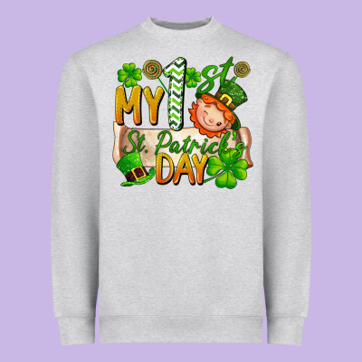 My 1st St Patricks Day Heavyweight Sweatshirt Designed By Fadigitalartstudio