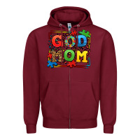 Burgundy autism god mom Zipper Hoodie - LillyAllenDesigns