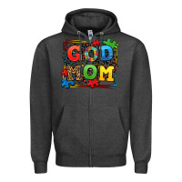 Charcoal Heather autism god mom Zipper Hoodie - LillyAllenDesigns