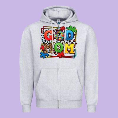 Autism God Mom Zipper Hoodie Designed By Lillyallendesigns
