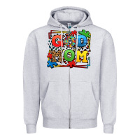 Heather Grey autism god mom Zipper Hoodie - LillyAllenDesigns
