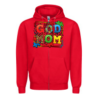 Red autism god mom Zipper Hoodie - LillyAllenDesigns
