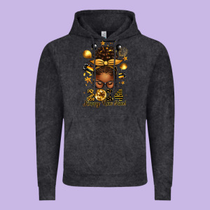2024 Happy New Year  Afro Messy Bun Vintage Hoodie Designed By Texasbilliewilder